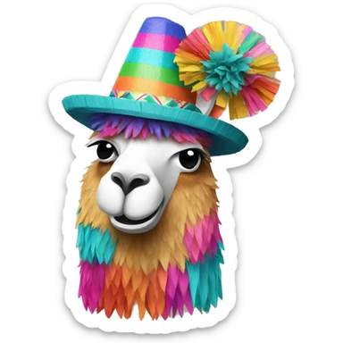 colorful llama-shaped pinata with a mexico hat sticker