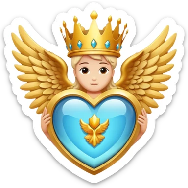 Big complex rubby stone award-in-frame-decorated-with-big-golden-angel--wings and crown sticker