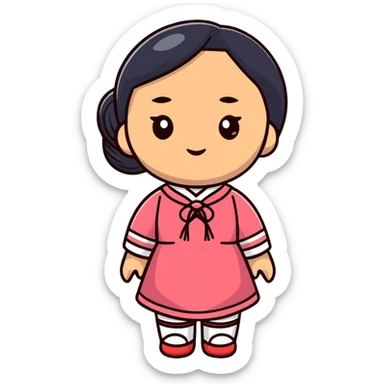 Asian woman doll sticker