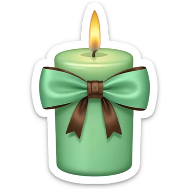 mint candle, with brown bow sticker