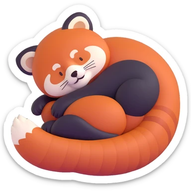 red panda curled up sleeping sticker