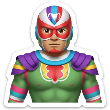 Mexican wrestler portrait, head and shoulders only, colorful luchador mask, muscular collar, confident expression, 3D cartoon, mobile game icon style, clean background, no text, no watermark
 sticker