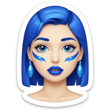 blue lipstick with glitter sticker
