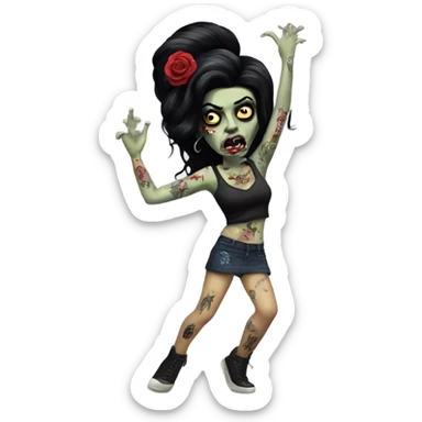 amy winehouse zombie dancing with tattoos sticker