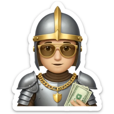 Knight helmet gold chain sunglasses money sticker