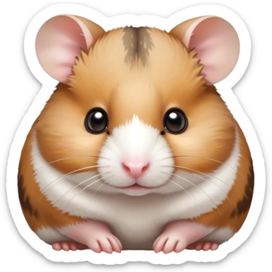 Cinematic Noble Brown and White Banded Hamster Portrait Emoji, Poised and regal, with a tiny, compact build and a uniquely patterned fur of warm brown and crisp white bands, deep-set soulful dark eyes, Simplified yet sharp and sophisticated features, highly detailed, glowing with a soft, dignified glow, high shine, intelligent and charming, stylized with an air of distinctive elegance, focused and attentive, soft glowing outline, capturing the essence of a watchful and confident rodent, so majestic it feels as though it could scurry out of the screen with effortless authority! sticker