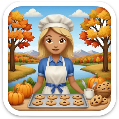 Woman baking fall cookies fall scenery sticker