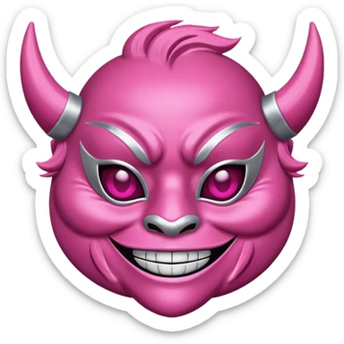 A pink girly oni mask sticker