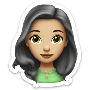 Belle fille cheveux noir et yeux vert sticker