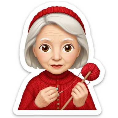 elderly woman knitting sticker