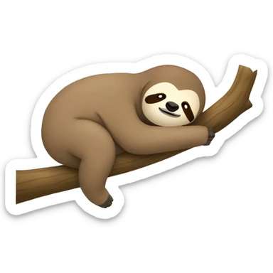 Sloth sleeping on tree branch with pillow sticker