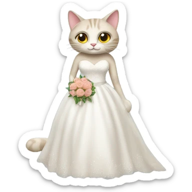 Cat in wedding dress with her soulmate  sticker