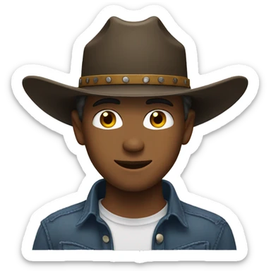 A 21 year old white guy wearing cowboy hat sticker