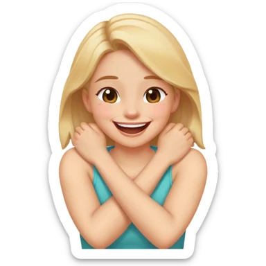 Arms crossed laughing holding neck tight girl  sticker