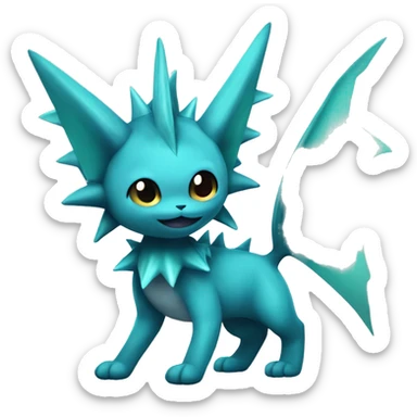 Edgy Vaporeon With Fins and spikes full body sticker