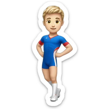 sporty european boy in gymnast uniform sticker