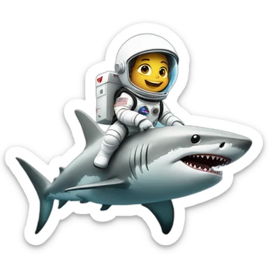 Astronaut riding a shark sticker