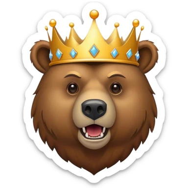 grizzly bear with a crown sticker