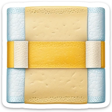 used adhesive bandage with yellow grime sticker