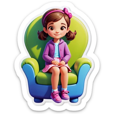 Little girl sitting in huge chair sticker