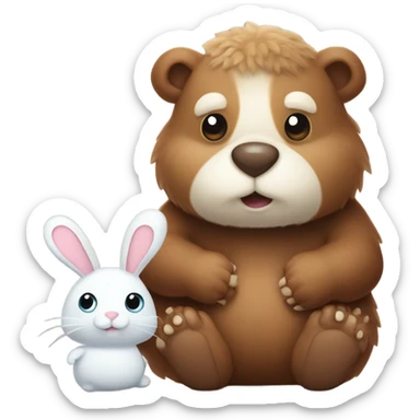 Bear and a bunny with a snail sticker