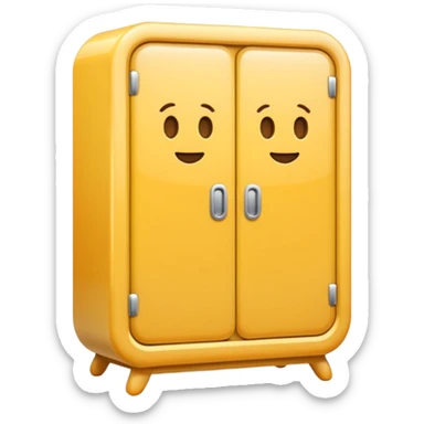 3D emoji-style wardrobe icon, cute, rounded, glossy, simple two-door design, soft shadows, clean background sticker