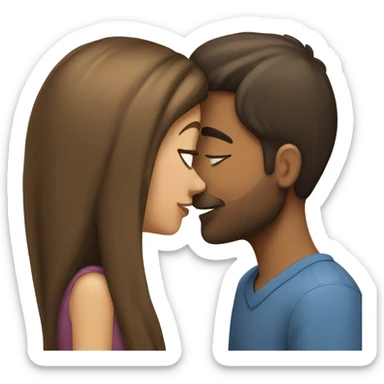 brown straight hair girl kissing tall guy sticker