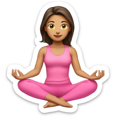 Brunette yoga girl with pink clothes  sticker