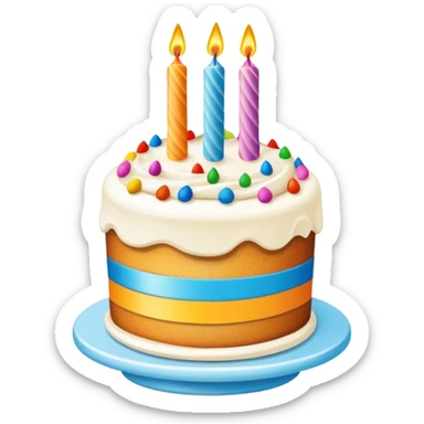 Birthday gift card with cake decoration sticker