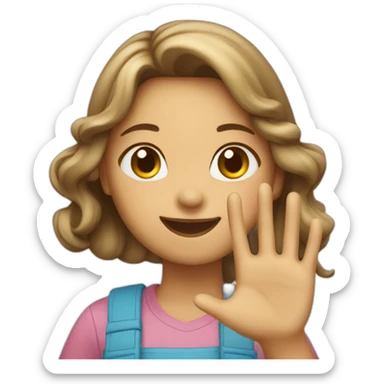 Girl waving say hi sticker