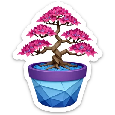 Bonsai hair-fine-leaf group crimson crystal azalea purple and cream blue forest planting in origami style pot  sticker