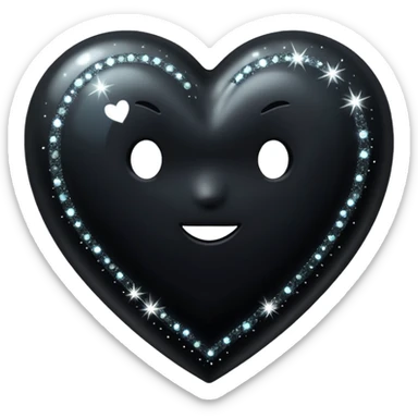 Black heart with sparkles  sticker