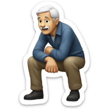 Old man sitting on a corner  sticker