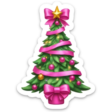 Pink Christmas tree with bows sticker