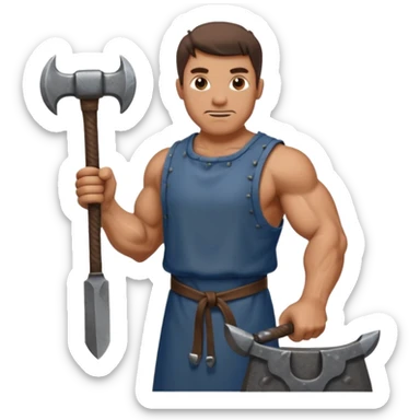 medieval blacksmith with an anvil sticker