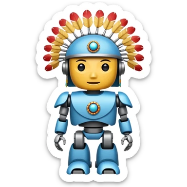 Full Robotic figure wearing native American regalia sticker