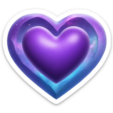 purple and blue heart shape planet with angle ring sticker