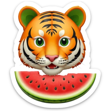 tiger eating watermelon sticker