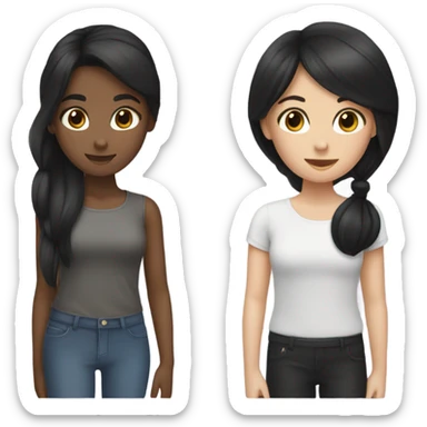 1 brunette girl and 1 black hair girl sticker