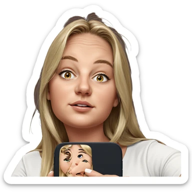 blonde girl holding smartphone portrait sticker
