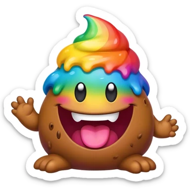 a rainbow poop emoji monster sticker