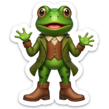 Bufo frog meme wearing boots standing on slack emoji sticker