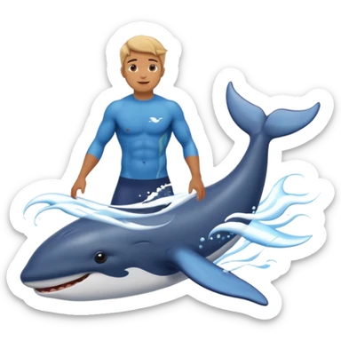 marine style emoji with waves, whale, male shirtless surfer, summer atmosphere with sun and warm  sticker