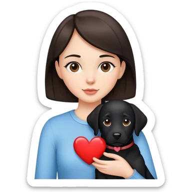 Brunette with a heart in the shape of a black labrador dog sticker