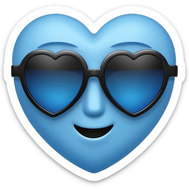 blue heart wearing black sunglasses stylish emoji sticker