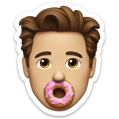 Robert Downey jr eating a donut sticker