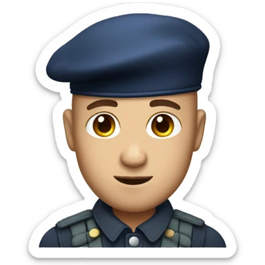 man with french beret and balding sticker