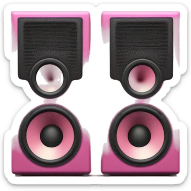 a pair of pink studio monitors with 2 woofers on each one  sticker