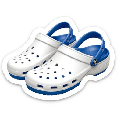 Pure white Crocs clogs, all-white straps and sole, no blue or other colors, matte white material, ventilation holes, dark background, realistic product photo, monochrome white only, no logos. complete white sticker