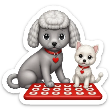 Cat playing tic-tac-toe with a poodle sticker